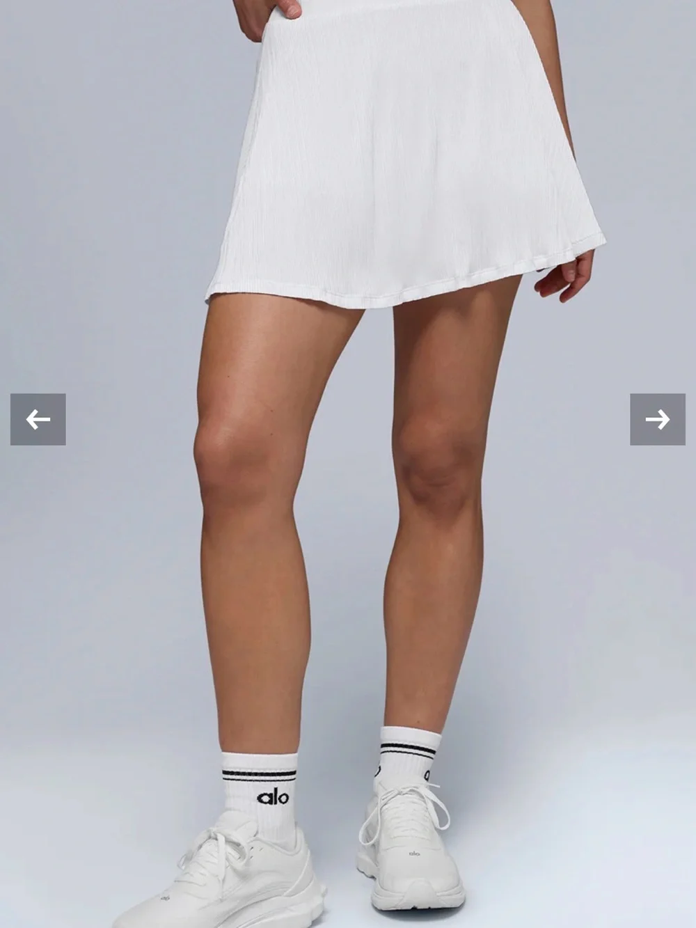 ALO Yoga White Pleated Skirt